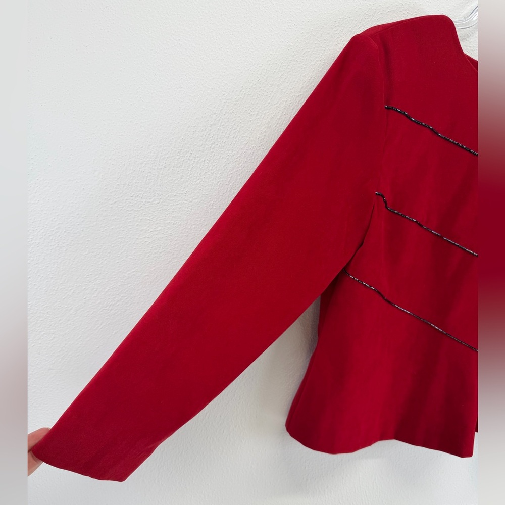 Positive Attitude Long Sleeve Button Back Beaded Front Red Top Size 10P - Picture 2 of 8
